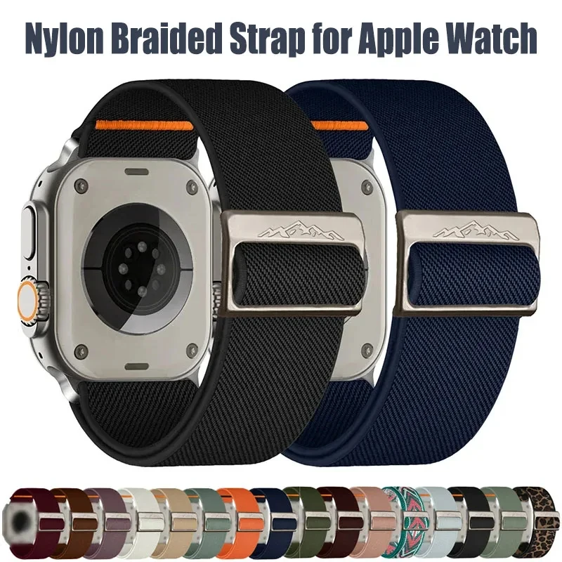 Nylonarmband für Apple Watch Ultra 2 Band 49 mm 10 9 8 7 46 mm 42 mm 44 mm 40 mm 42 mm geflochtenes elastisches Armband für IWatch Serie 6 5 4