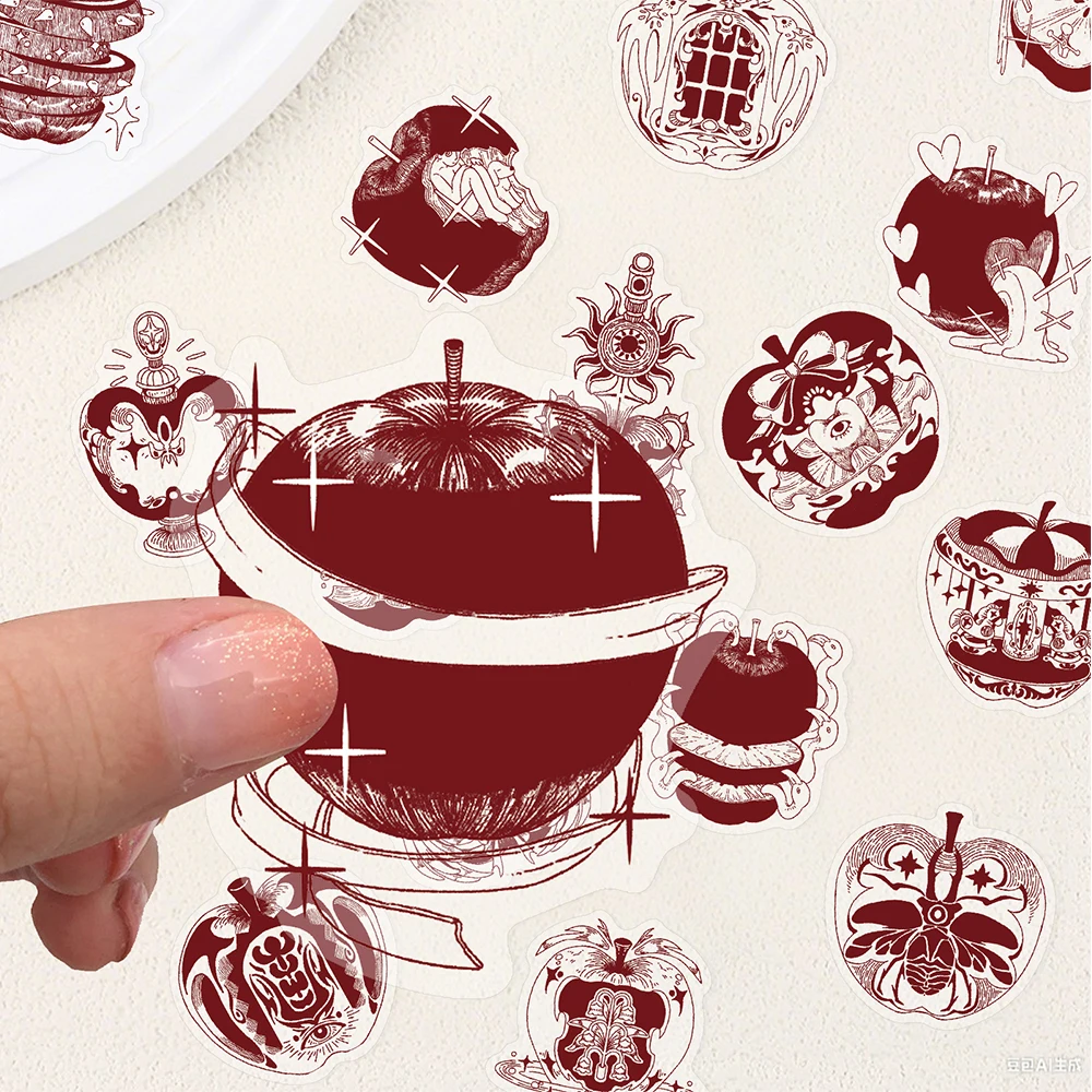 10/30/50 قطعة الفن الرجعية التفاح الأحمر ملصقات الإبداعية لطيف شفاف شارات الحيوانات الأليفة Skatals بها بنفسك سكيت محمول الأمتعة الكتابة على الجدران ملصق لعبة