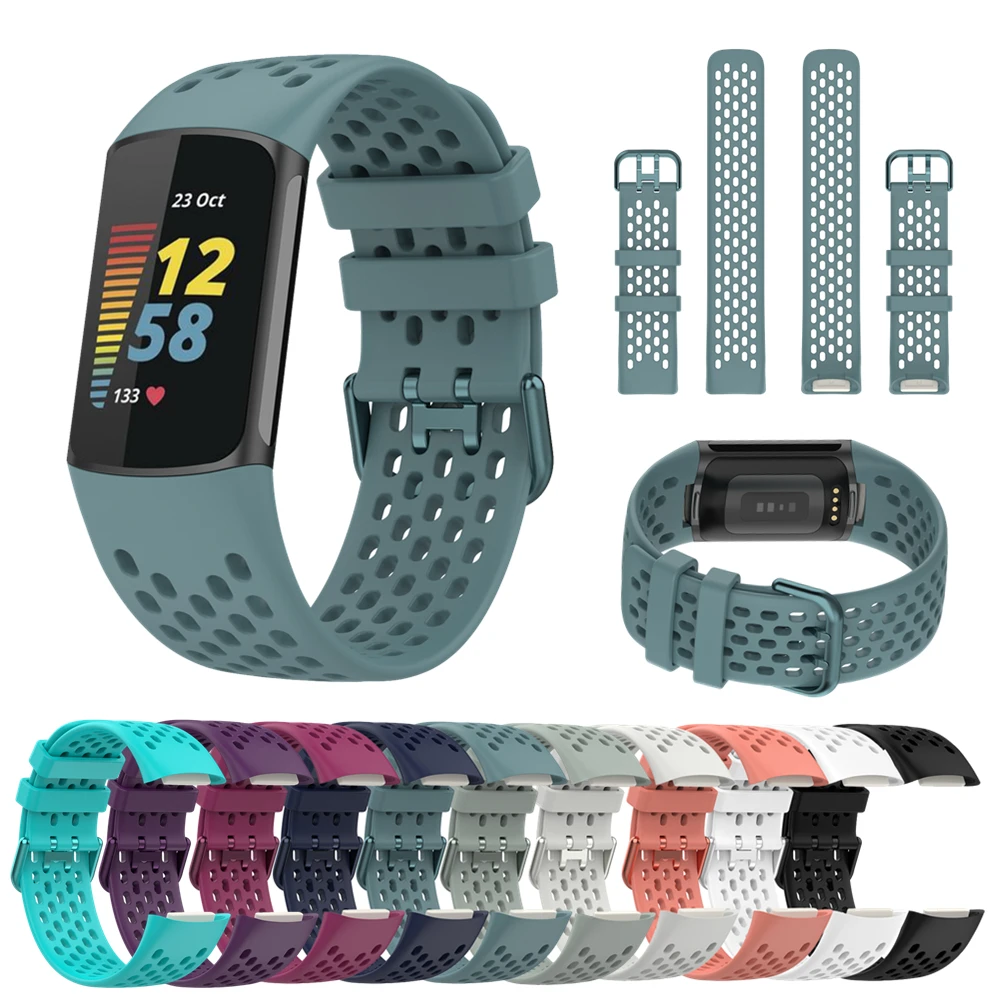 Bracelet en silicone respirant pour Fitbit Charge 5/6, bracelet de montre intelligente, bracelet de sport, accessoires de bracelet Fit Bit Charge5