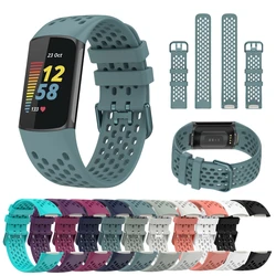 Pasek do Fitbit Charge 5/6 smartband z zegarkiem oddychający pasek sportowy silikonowa opaska na rękę do ładowania Fit Bit 5 akcesoria do bransoletki