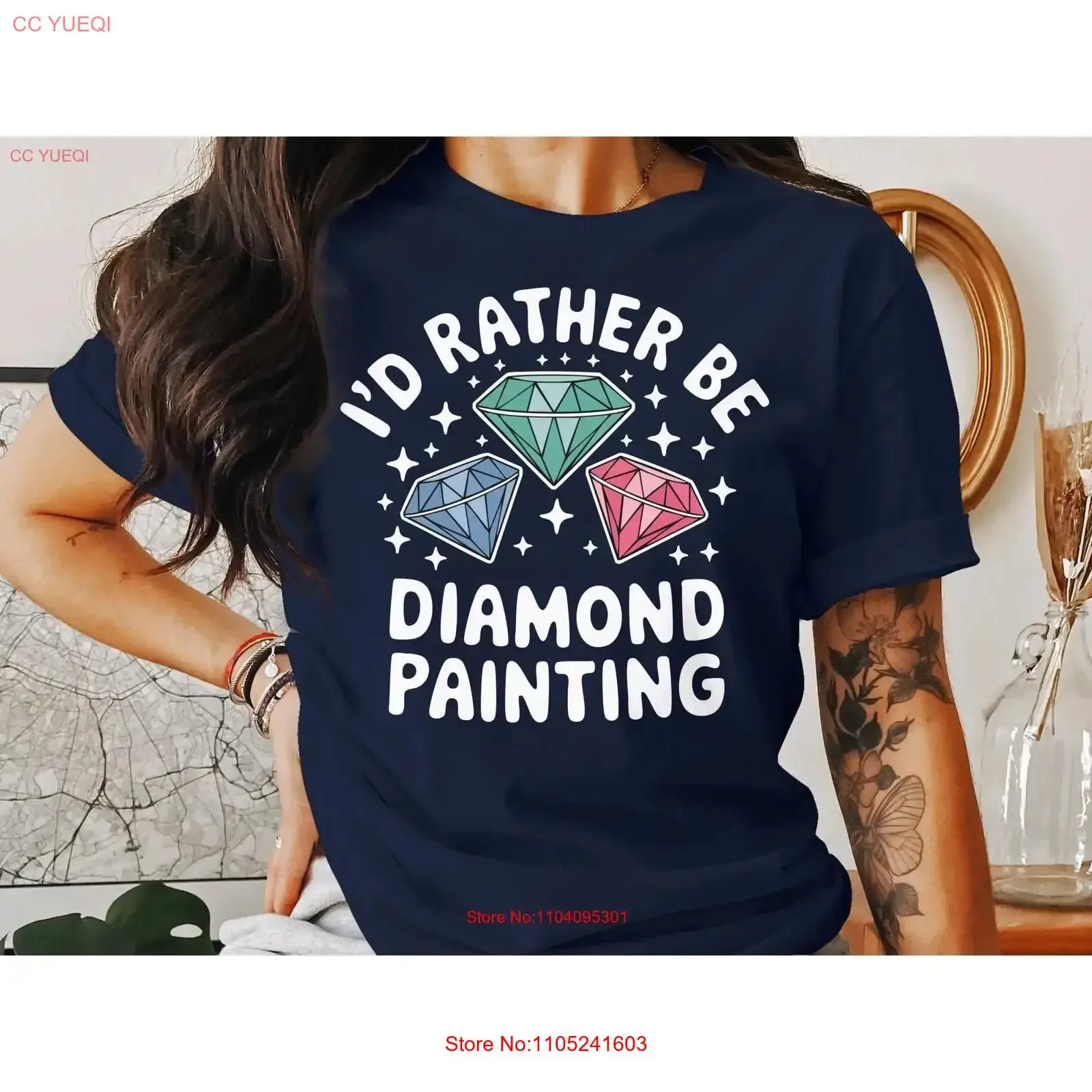 Funny Crafting T Shirt for Her Him I'd Rather Be Diamond Painting Gem Lover Crafters Arts and Crafts Enthusiast vintage Washed