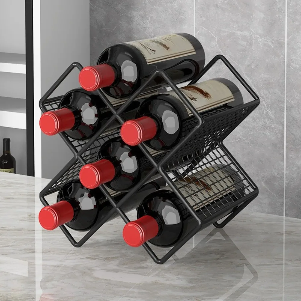

5-Bottle Metal Wine Rack Modern Countertop Freestanding Wine Bottle Holder for Kitchen Pantry Organizer No Assembly Required