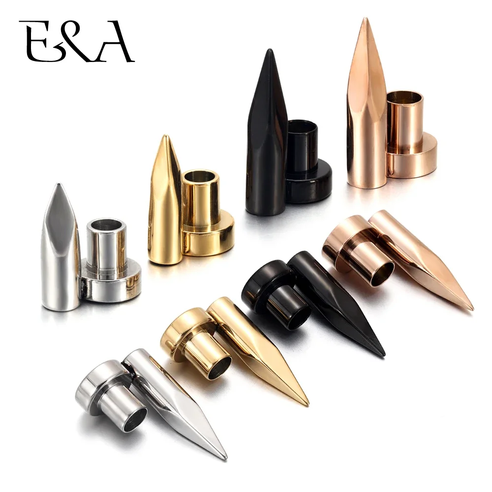 316L Stainless Steel Punk Bullet Connectors 5mm 6mm Hole for DIY Bracelet Findings Jewelry Making Connect Parts Accessories