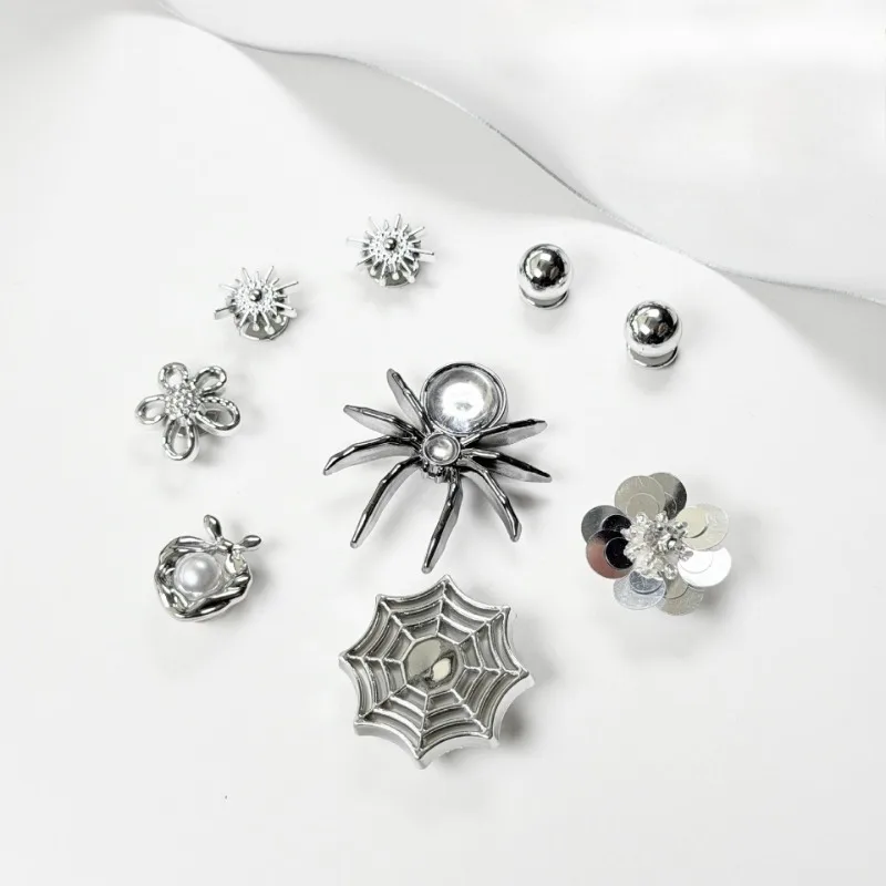 DIY Metal Spider & Hollow Flower Shoe Decorations for Mary Jane Hole Shoes Festive Accessory Gift Hot Selling New Product
