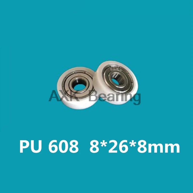 10pcs 8*26*8mm F type plane pulley M6 thread package nylon plastic POM 608 bearing pulley for 3D printer