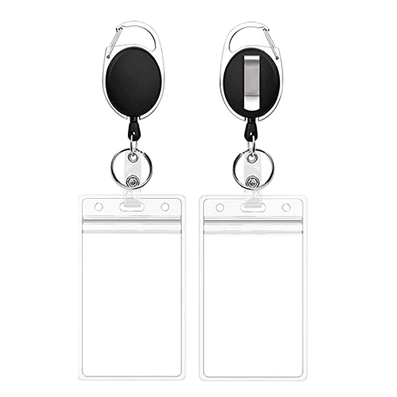 10X Badge Holder Reel Retractable 8.9X5.51X0.98Inches With Belt Clip Key Ring And Waterproof ID Card Holders For ID Name Card