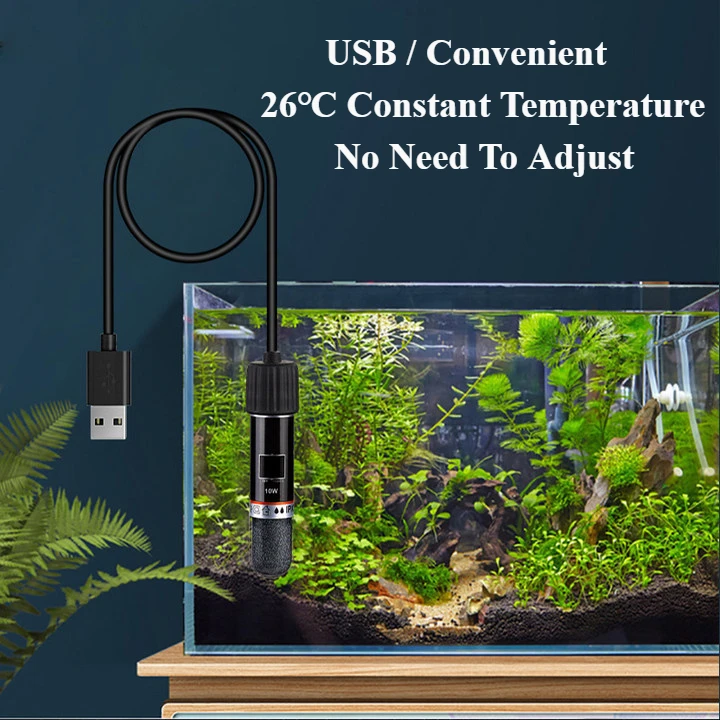 USB mini aquarium heating rod for small fish tank 26°C constant temperature aquarium heater constant temperature heater 10W