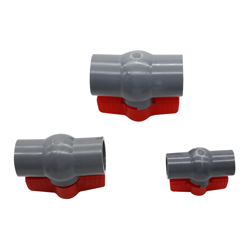 1Pc ID 20/25/32/40mm Ball Valve Grey PVC Material Garden Water Pipe Fittings Valve Switch Connection Adapter