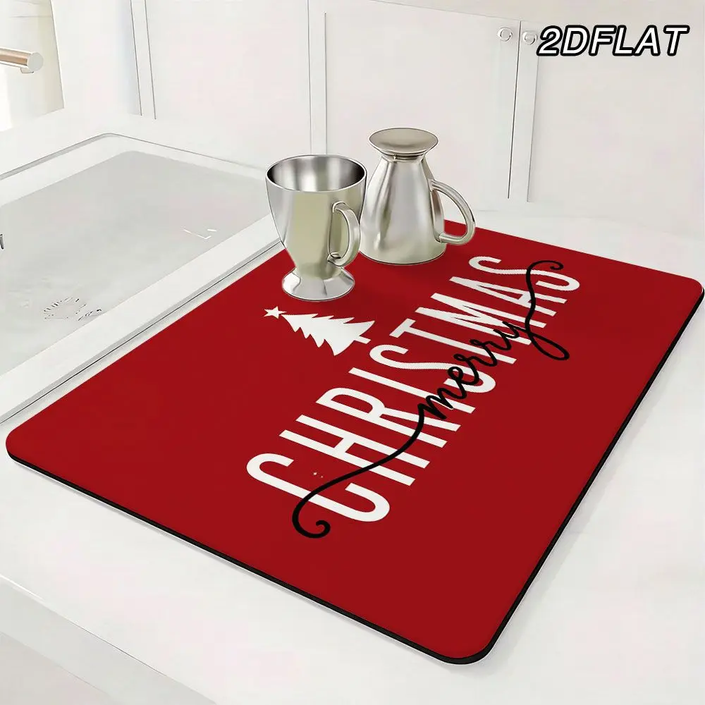 Orange Gray Beige Checkerboard Print Washable Durable Kitchen Sink Drying Mat For Modern House Counter Feature
