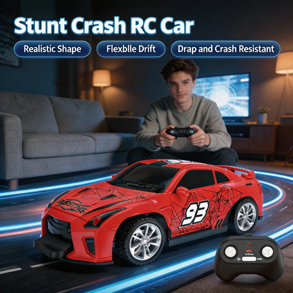 4 Wheel Drive RC Stunt Car Toy Drifting Collision Detachable Restorable Racing Vehicle with LED Lighting Funny Play Gift