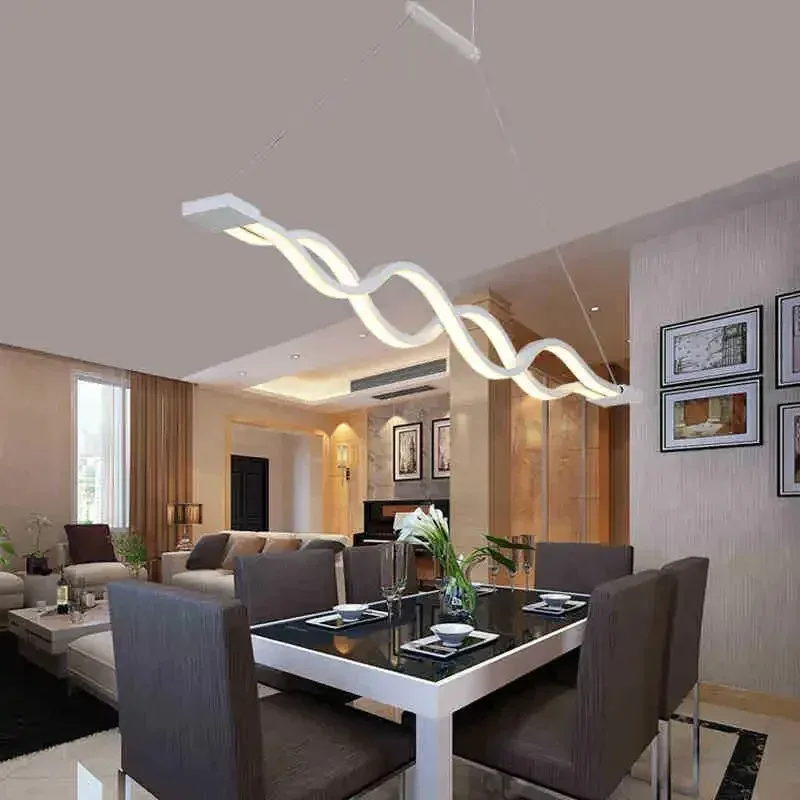 Creative personality chandelier led restaurant light wave modern simplicity living room study office