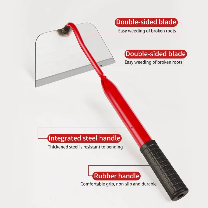 Carbon Steel Garden Hoe, Agricultural Weeding and Soil Loosening Tool, Durable Metal Hoe for Gardening