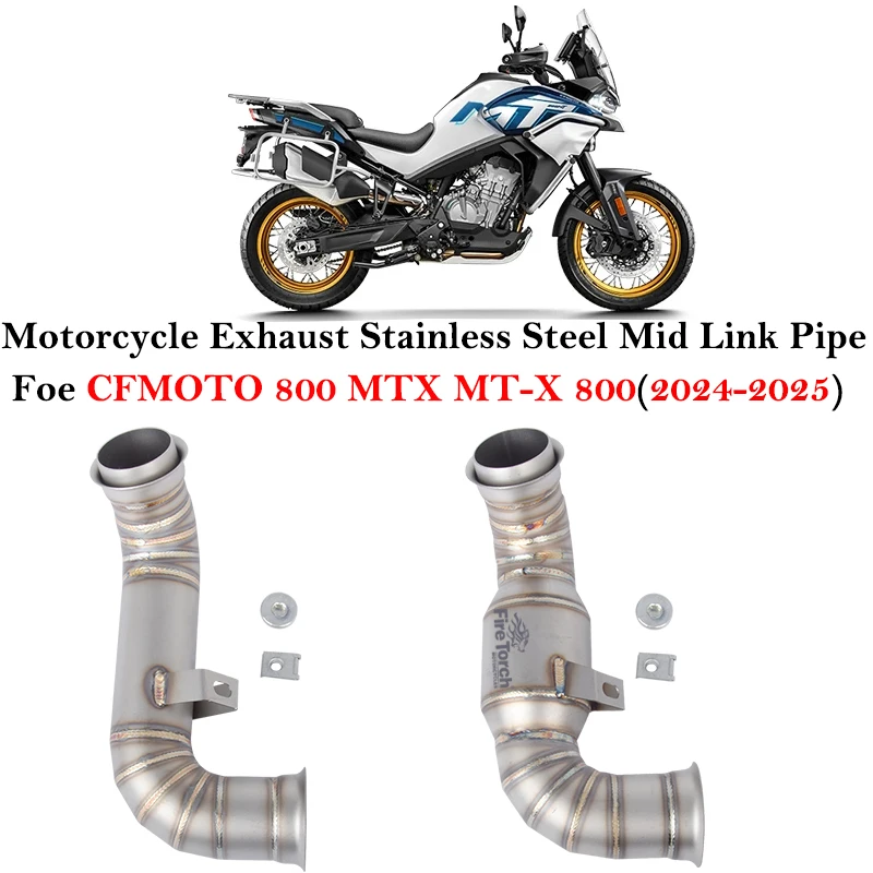 

Slip On For CFMOTO 800 MTX MT-X800 MTX800 2024 2025 Motorcycle Exhaust System Escape Stainless Steel Middle Link Pipe Muffler
