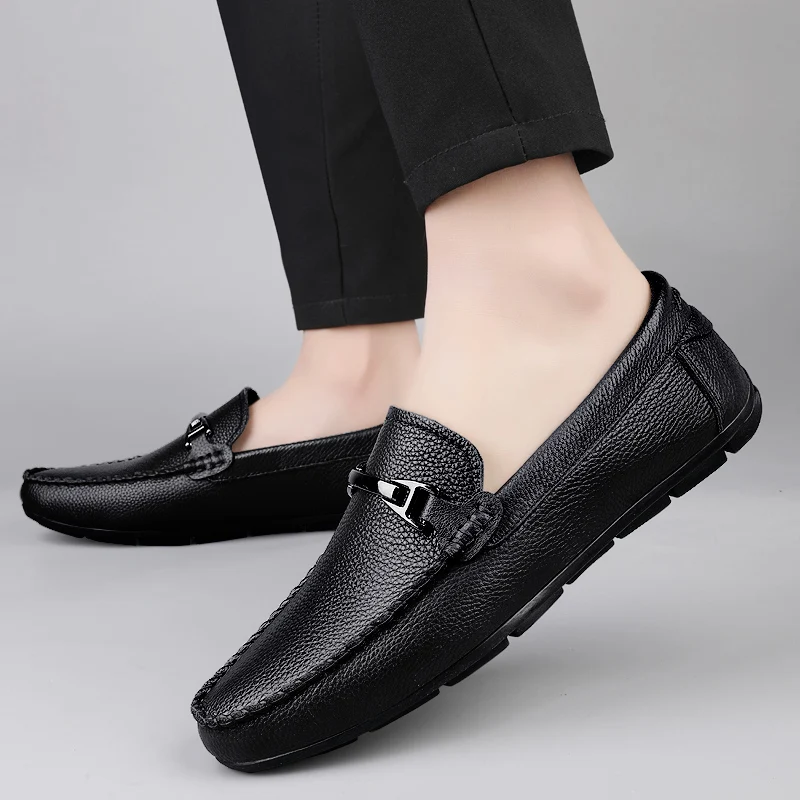 

High Quality Business Official Metal Buckle Leather Shoes Men's Loafers Spring Fashionable Breathable Outdoor Non Slip Casual L