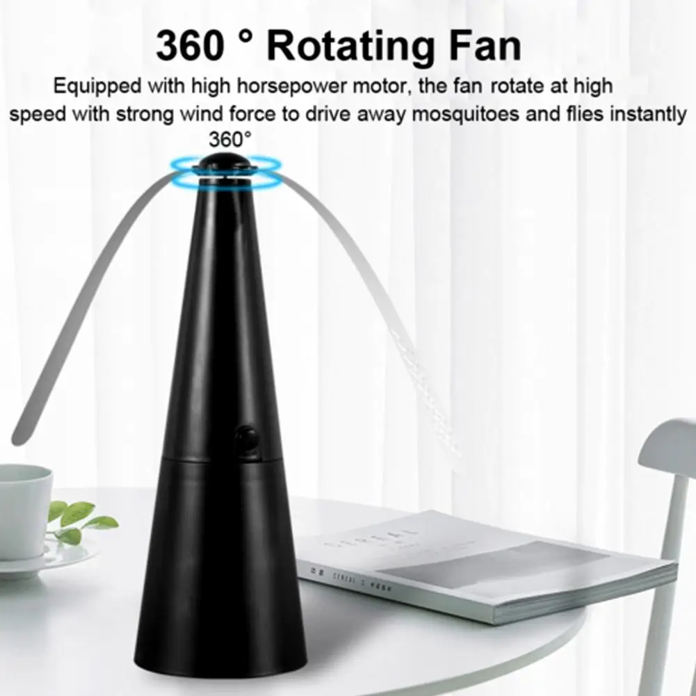 Fly Repeller Table Fan 360° Rotation Fly Repellent Insect Fly Repeller Fans Portable Pest Control for Camping Picnic Party
