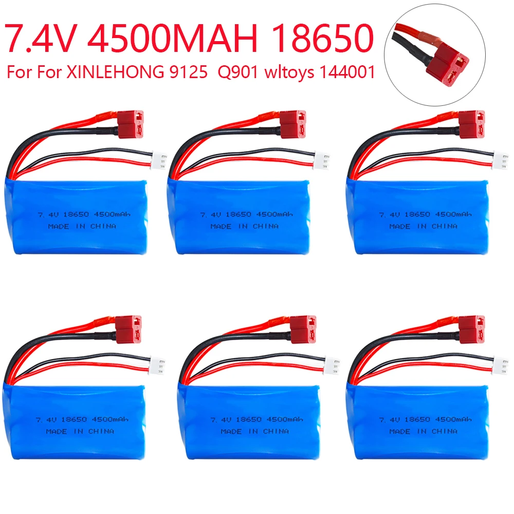 7.4V 4500mah 18650 Lipo Battery with T plug For XINLEHONG 9125 Remote Control toys Car Spare Parts 9125 Q901 XLH battery parts