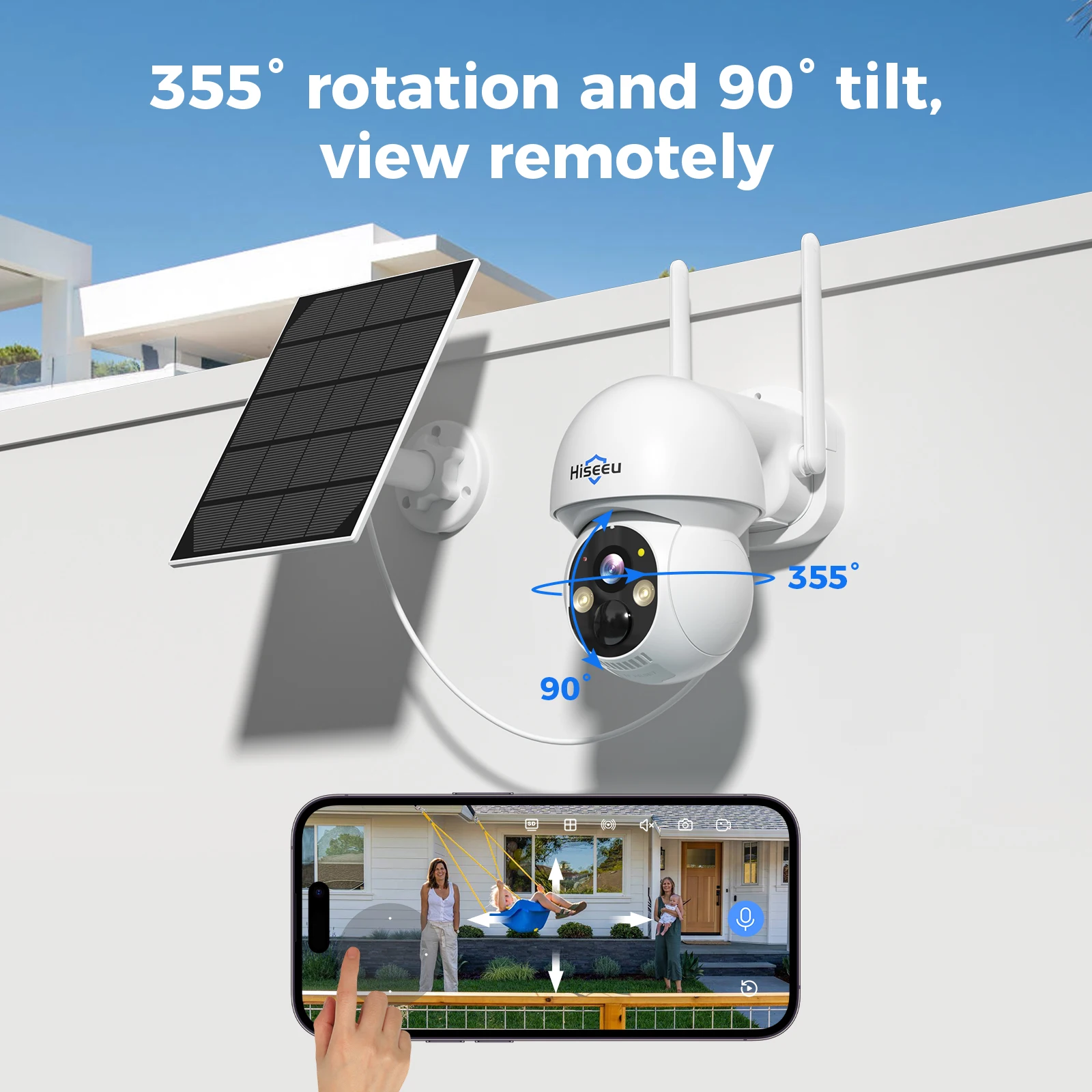 Imagem -03 - Hiseeu 4mp Wifi Ptz Kit de Sistema de Segurança de Câmera ip Solar Visão Noturna Detecção Humana P2p Áudio Bidirecional 10ch Nvr Conjunto de Câmera Cctv