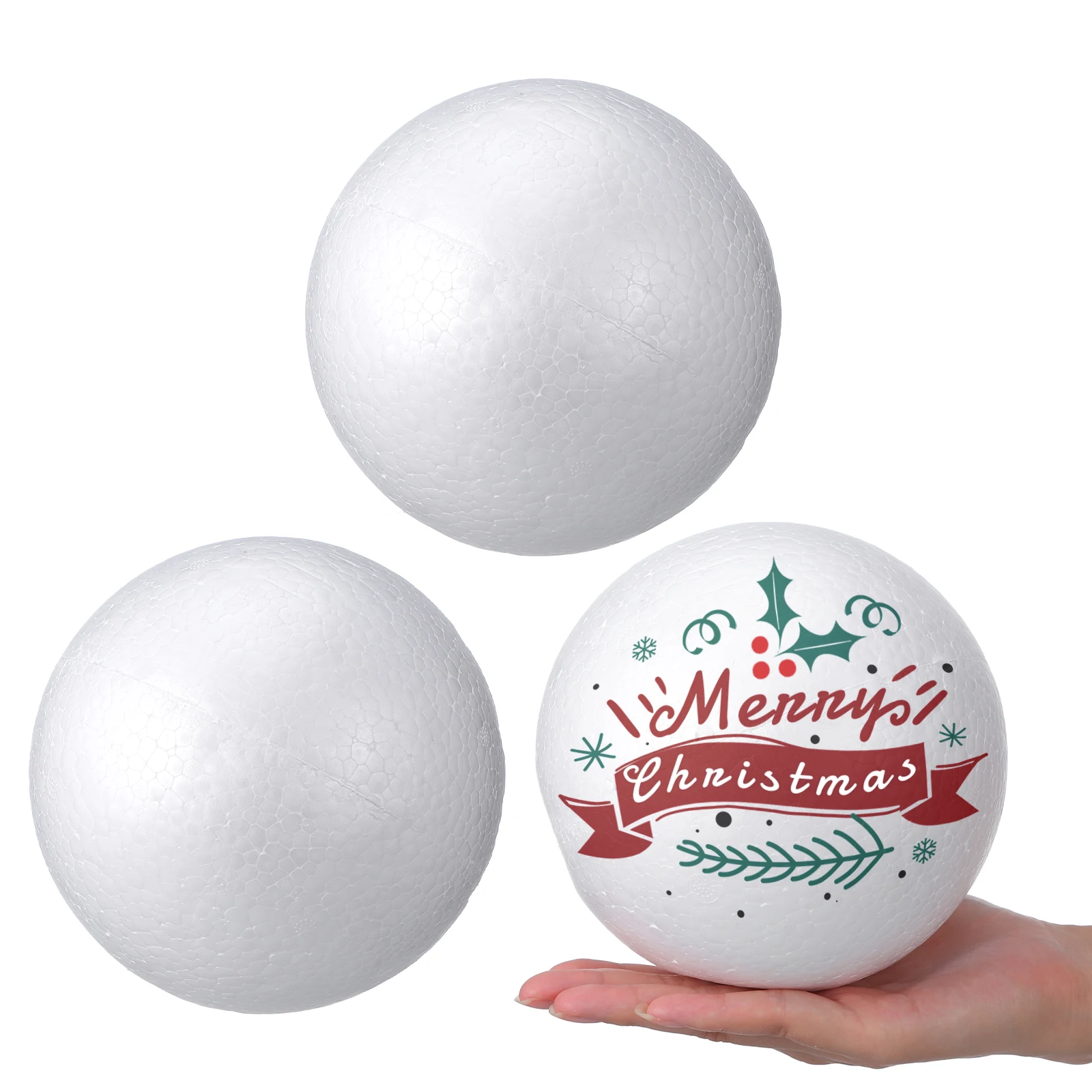 

3Pcs White Craft Balls Christmas Foam Ornaments Durable Eco Friendly Material for DIY Painting Preschool Activities