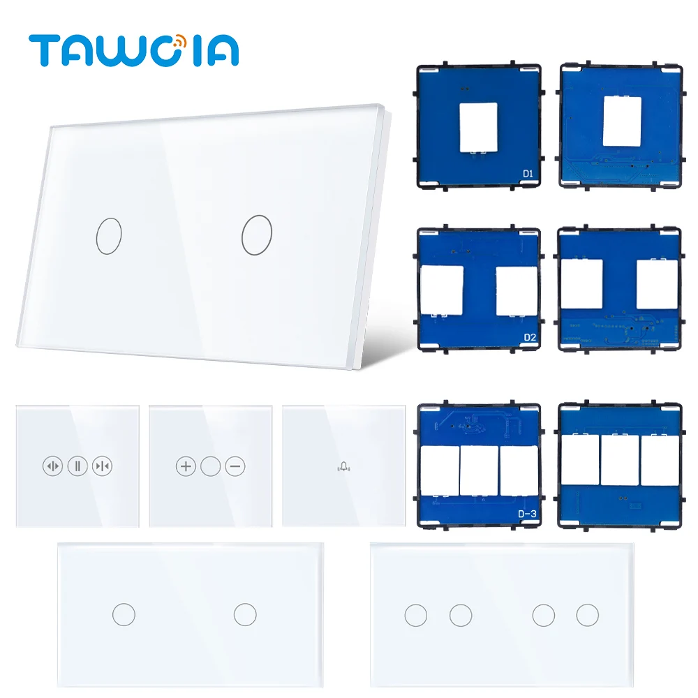 TAWOIA Touch Switch EU Russia Touch Sensor Light Switches 157mm DIY With White Glass Panel Function Parts Home Improvement