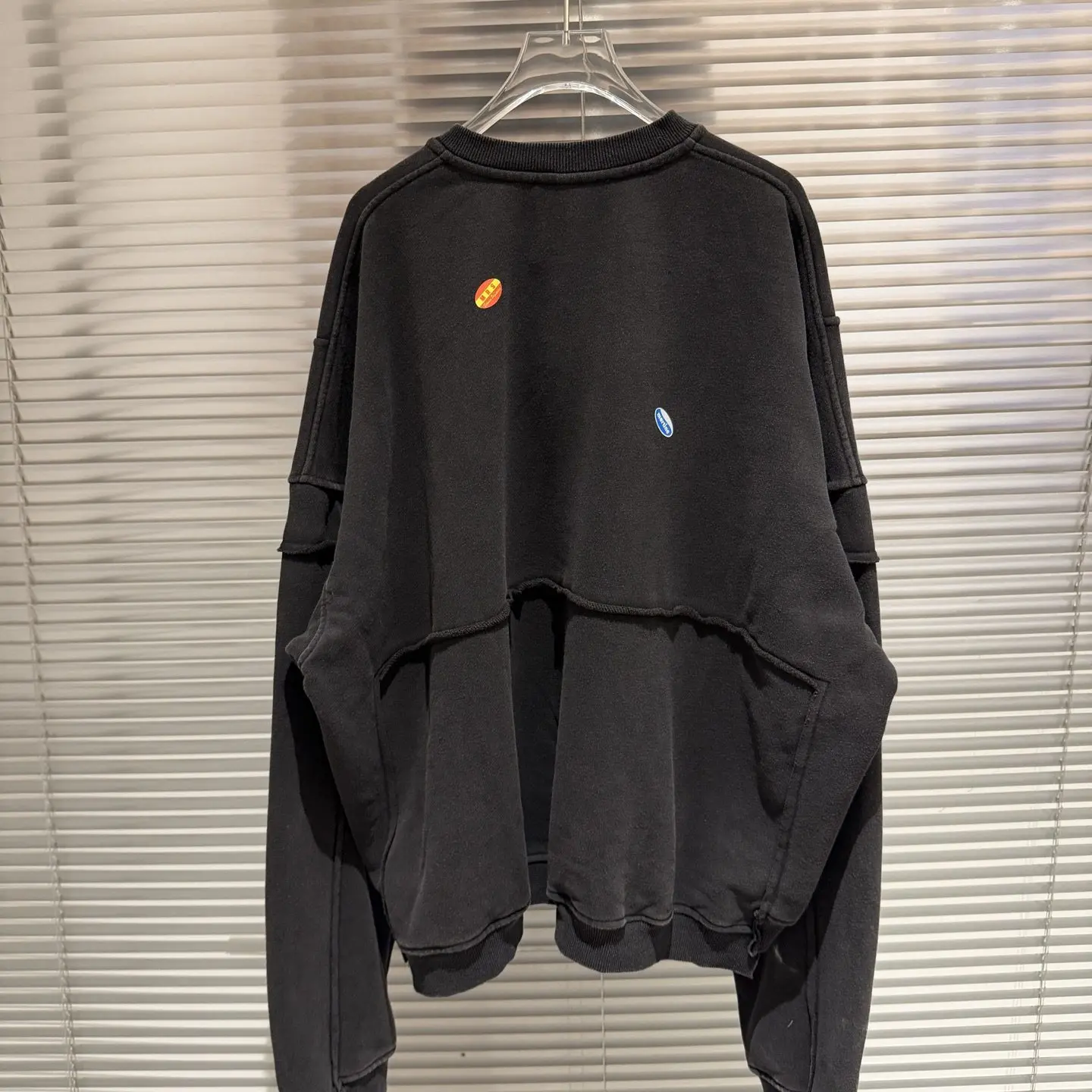 

Mart washed letter slogan sticker printed jacket heavy sweatshirt