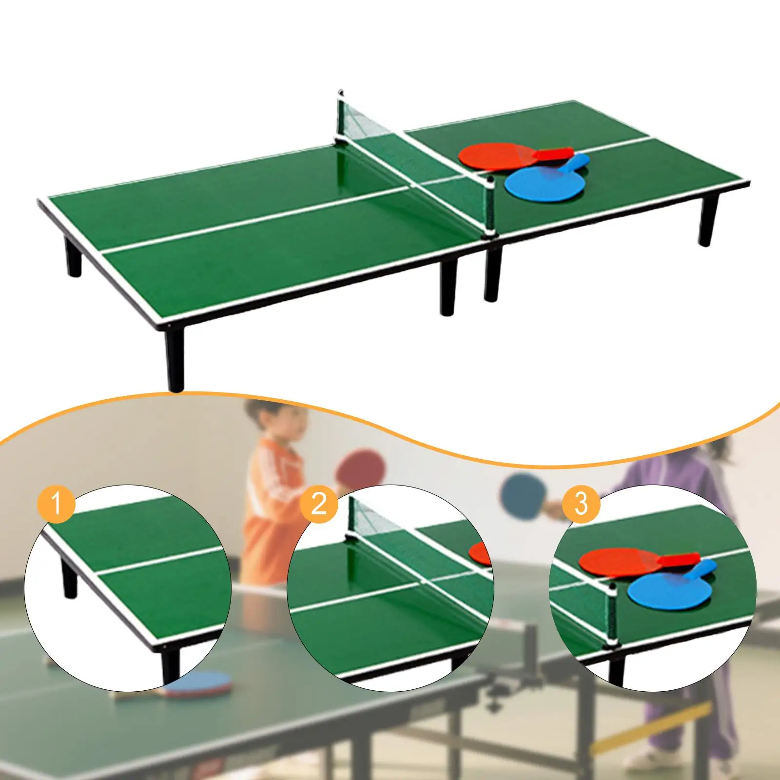 

1set Mini Ping Pong Table Birthday Gifts Table Tennis Game Table for Children Tabletop Game Fun Storage Table Tennis Accessories