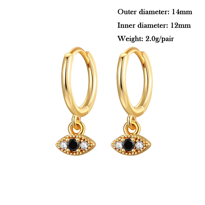 TIANDE Gold Color Evil Eye Dangle Earrings for Women Exquisite Zircon Women's Ear Cuff Drop Earrings Set 2023 Jewelry Wholesale