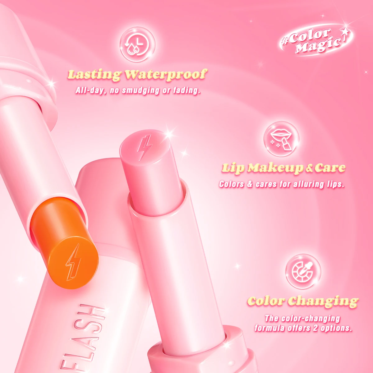 Pinkflash mudando cor brilho bálsamo labial batom hidratante à prova dwaterproof água leve não-pegajoso matizes labiais cuidados maquiagem cosméticos