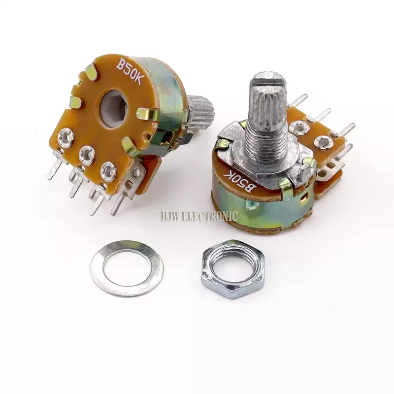 10pcs WH148 3pin 6pin 15mm B1K B2K B5K B10K B20K B50K B100K B250K B500K B1M Potentiometer 1K 2K 5K 10K 20K 50K 100K 250K 500K 1