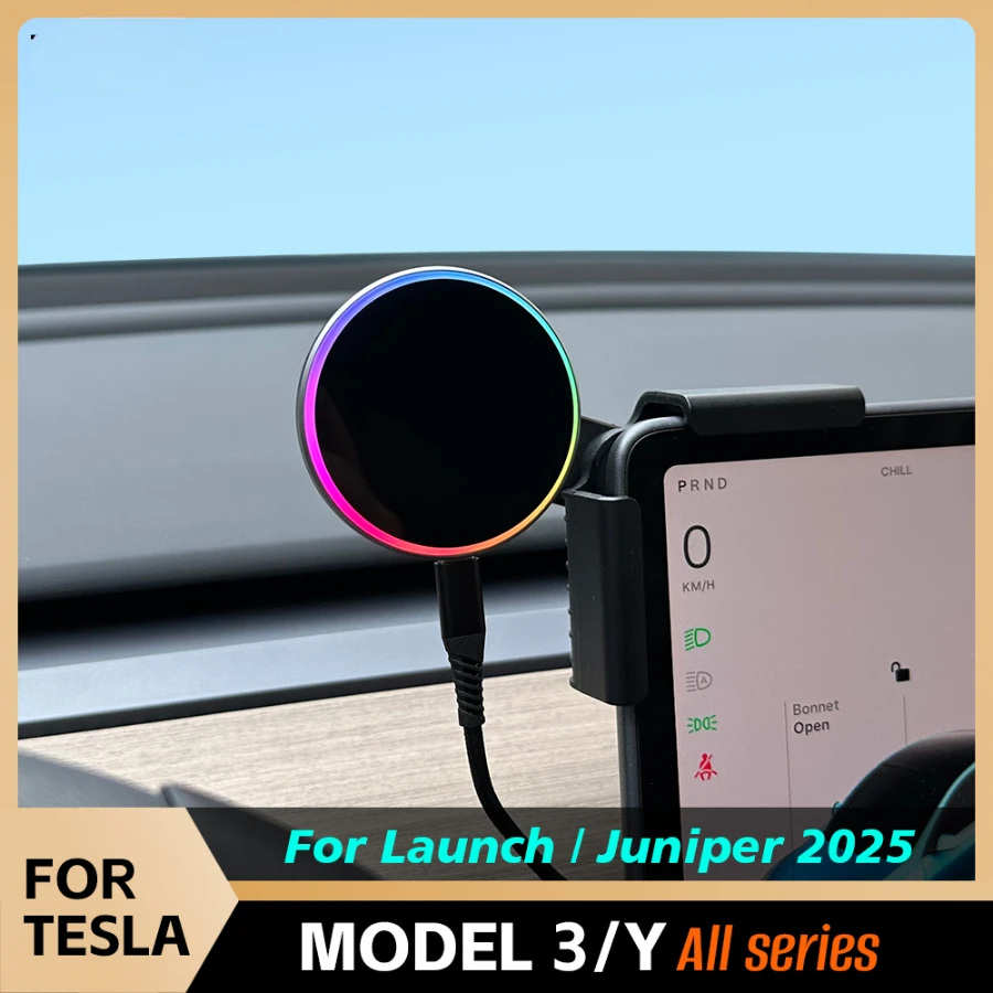 

for Tesla New Model 3 Y HIGHLAND LAUNCH JUNIPER 2025 Car Phone Mount Holder 15W Magnetic Magsafe Wireless Charger Accessories