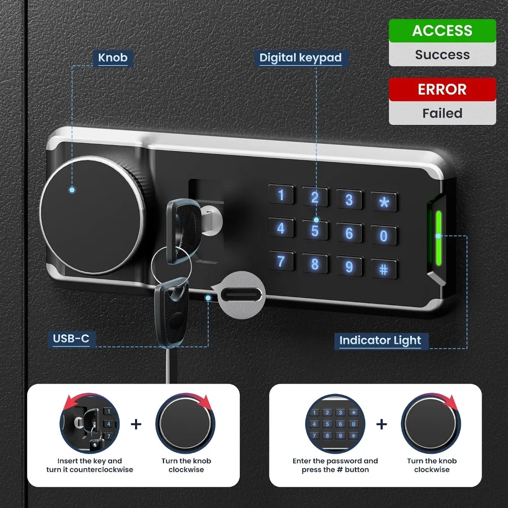 Heavy Duty 103 Position Electronic Key Lock Box with Anti-Theft Deposit Key Slot & Key Out Tags, Wall Mount for Home Office view 5