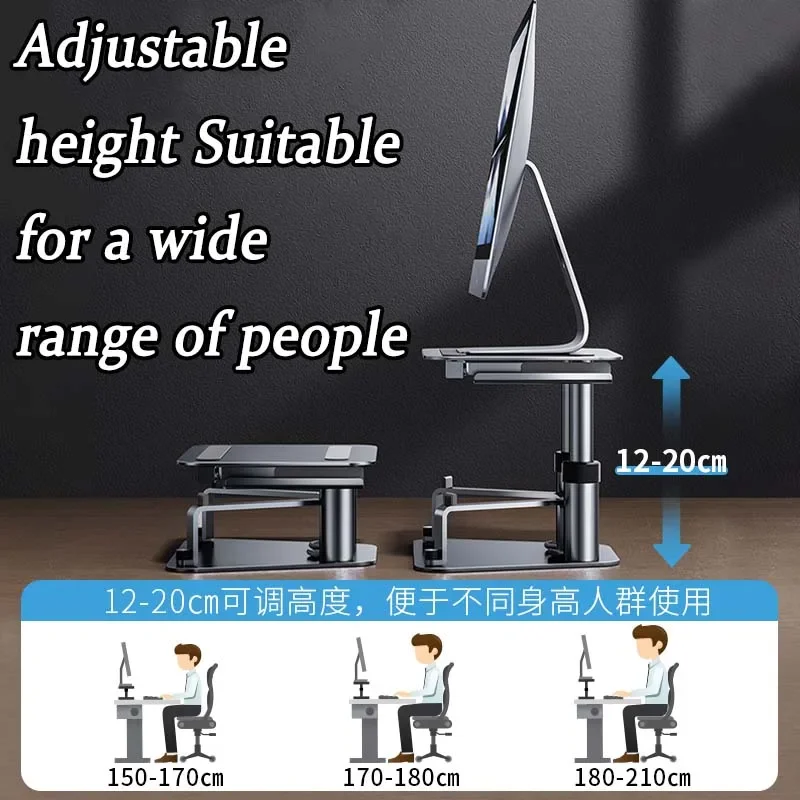Oatsbasf 2in1 laptop table with phone stand for office Aluminum Alloy Computer Monitor Heightening Stand adjustable Laptop desk