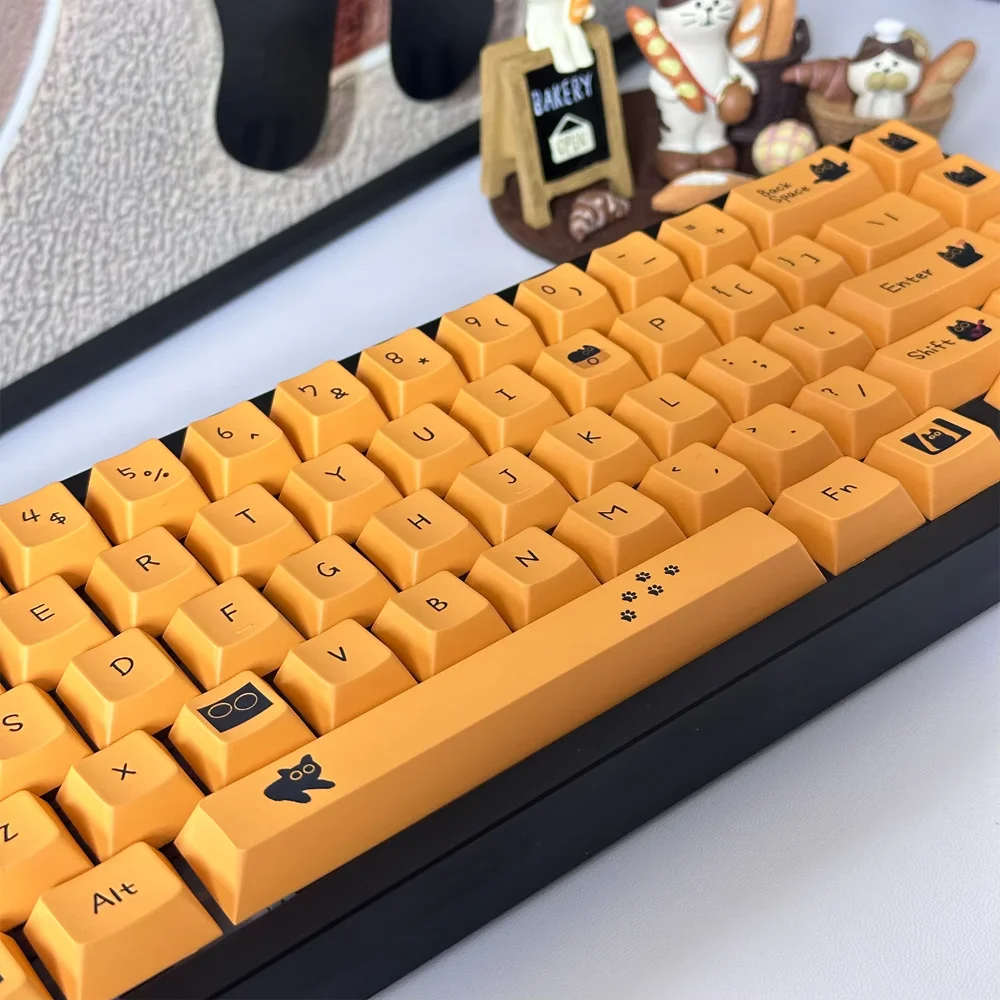 Little Black Cat Cherry Keycap PBT Personalized 126 Keys for 60/64/84/98/108 Gaming Mechanical Keyboard MX Switch
