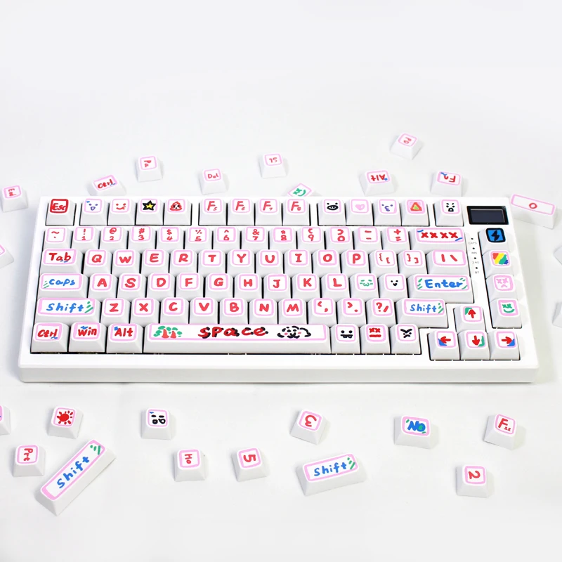 Hand-printed Cute Keycaps Set for Mechanical Keyboard Keycaps Gaming Custom Keyboard 60% 65% 75% 95% 100% 80%