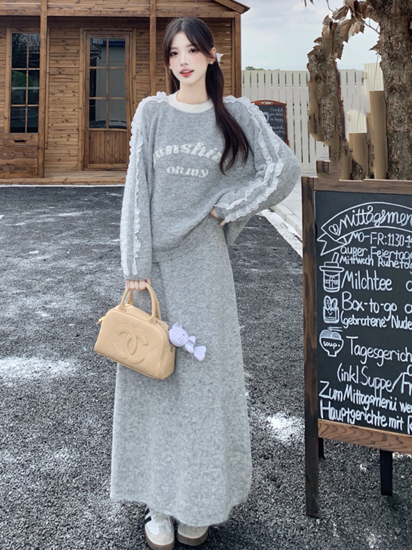 

plus Size Women's Fashionable Sweater Skirt Set Winter Collection Beautifully Designed Comfortable Fit round Neck Long Sleeve