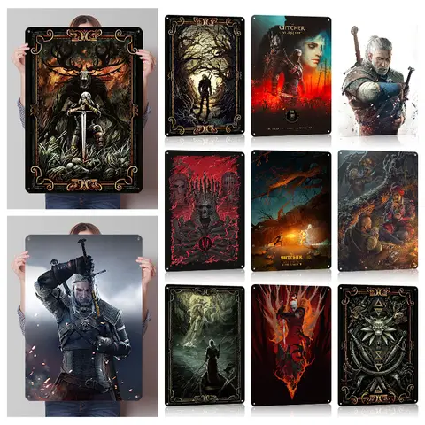 The Witcher Tinplate Posters Wall Art Retro Vintage Metal Tin Signs for Man Cave Home Decoration Room Office Decor Custom Plate