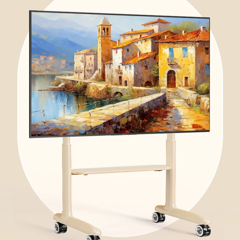 Universal TV stand with movable wheeled cart art floor stand suitable for 55/65/75/85 inches