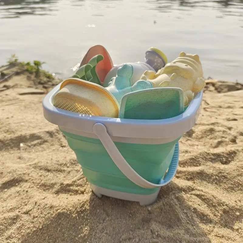 Sand Toys Foldable Sand Bucket Toys 11pcs Summer Beach Play Set Toddlers Animal Sand Molds For kids toys and games accessories