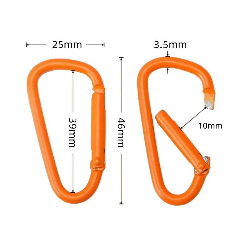 10 Stück D-Ring-Schnallen aus Legierung, Karabiner-Schlüsselanhänger, Outdoor-Camping-Schlüsselring, Schnappverschluss, Wasserflaschen-Schnallen-Set, Kletterzubehör – Detail 1