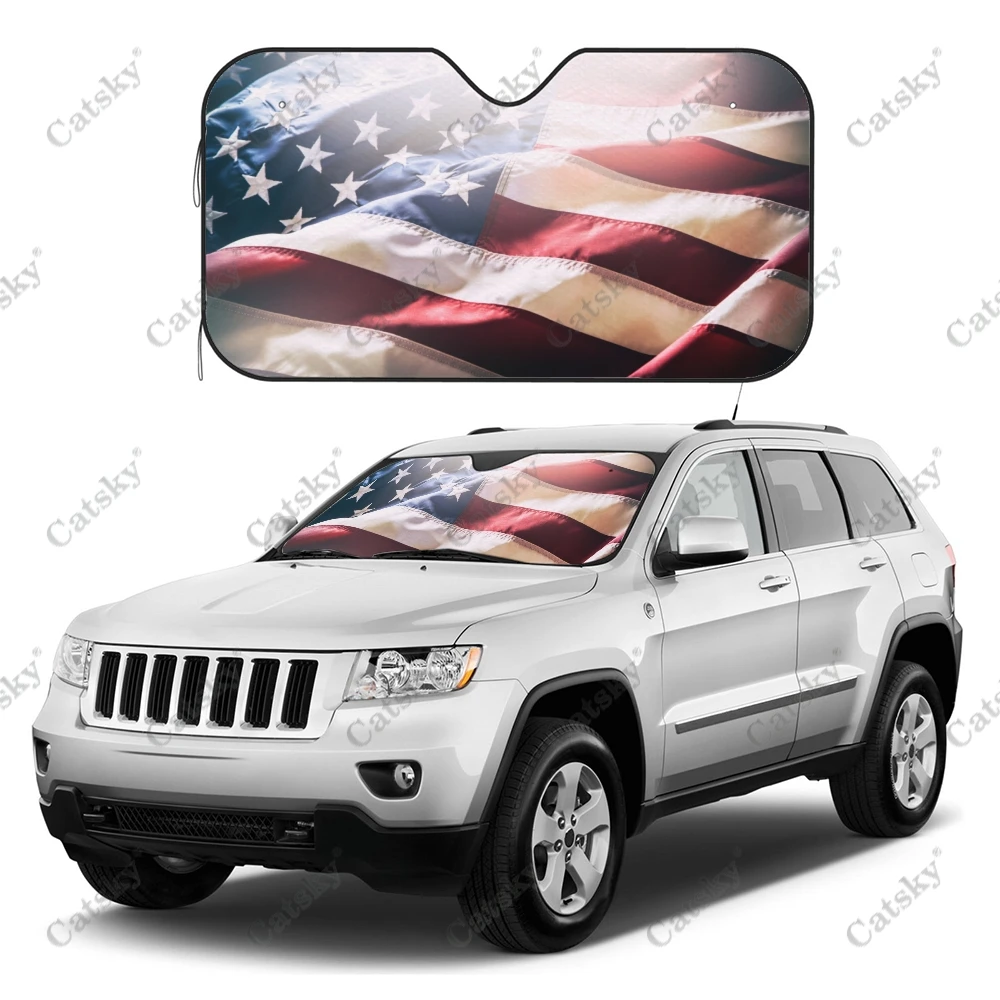 American Flag Printing Car Accessories Windshield Sunshade Foldable Sunvisor Protect Sunshade for Car SUV Gift for Car Lover