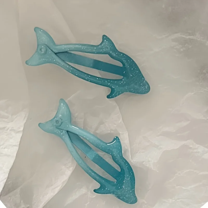 Glittering Dolphin Bunny Hair Clips Resin Soft Animal Shape Blue All Seasons Daily-Casual Wear for Teens Ladies Holiday School