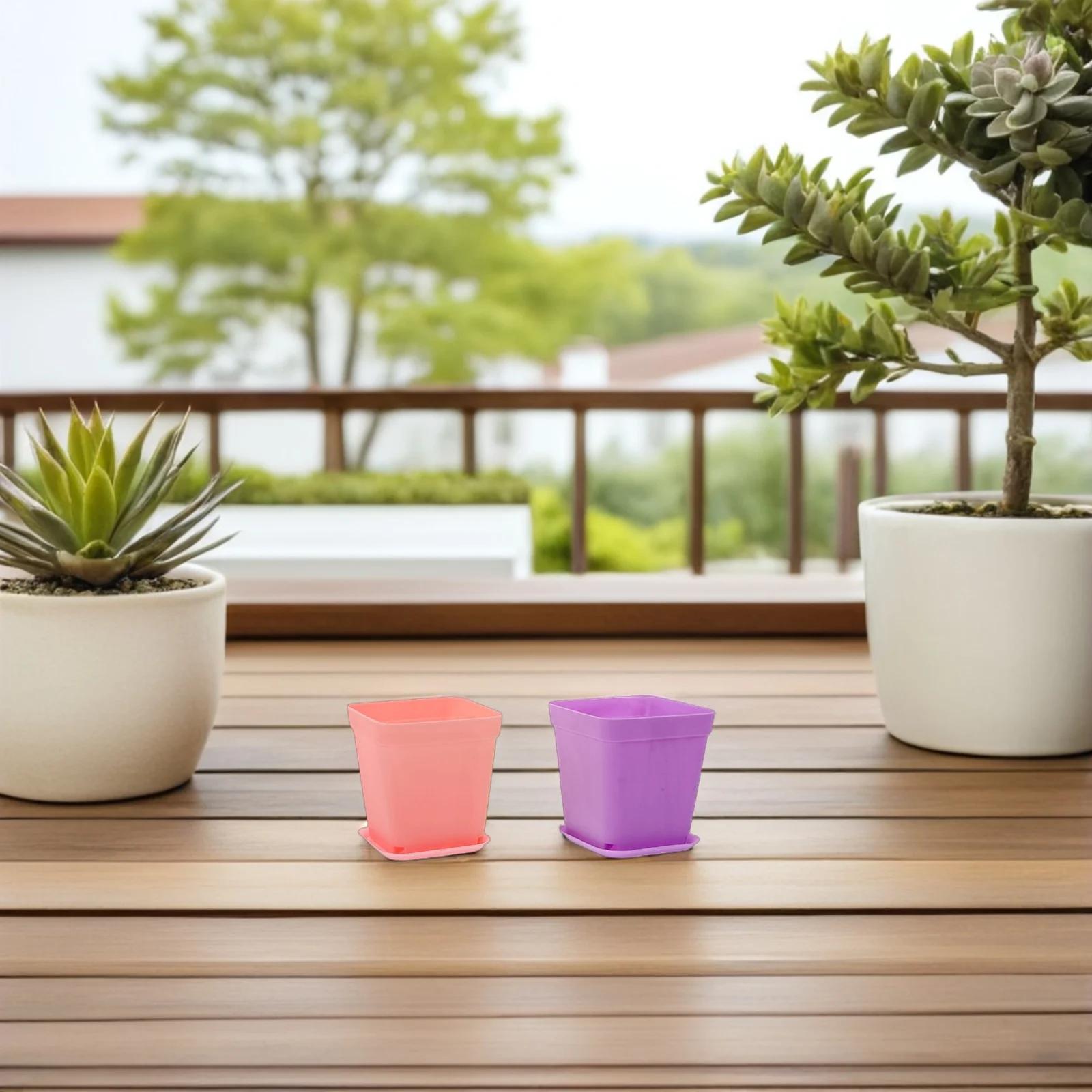 

18Pcs Rectangular Candy Colored Plastic Seedling Nursery Pots Drainage Hole Planters for Indoor Balcony Garden Small Containers