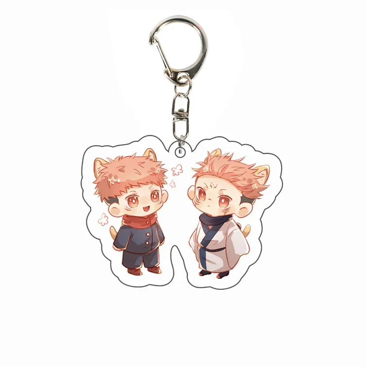 Two Sides Acrylic Keychain Anime Jujutsu Kaisen Theme Gojo Satoru Yuji Itadori Kugisaki Nobara Figure Pendant Keyring Jewelry