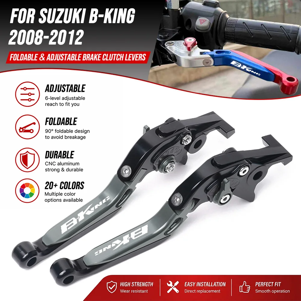 CNC Adjustable Brake Clutch Lever For SUZUKI B-KING BKING 2008 2009 2010 2011 2012 Foldable Extendable Motorcycle Accessories