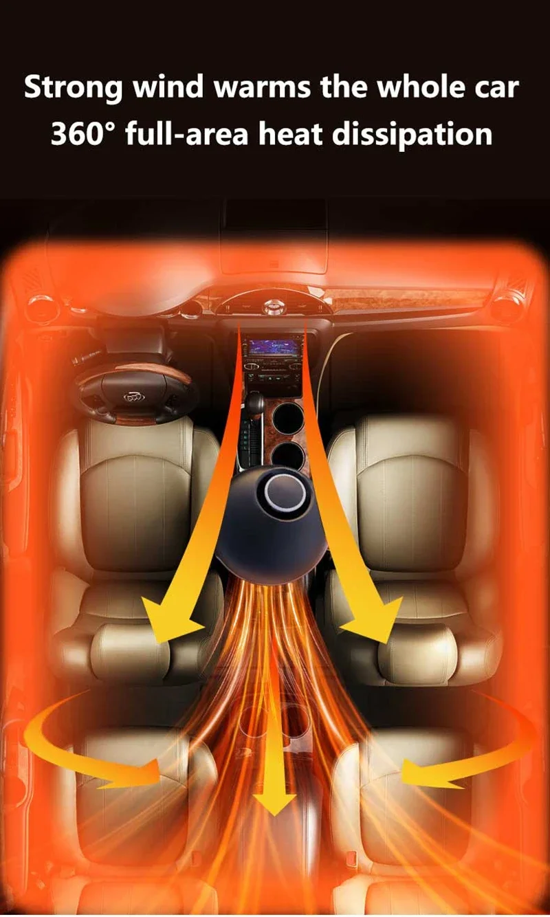 12V/24V Autoheizung Heiz- und Kühlung Zweifachnutzung Niedriger Stromverbrauch 360 ° Rotation Abtauung Entfroster Schnellheizung Klappbarer Ständer 2026 – Detail 2