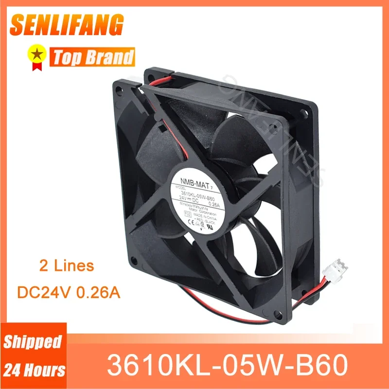 

3610KL-05W-B60 Cooling Fan 90x90x25MM DC24V 0.26A 2-Line New 9025 Square Cooler For NMB-MAT