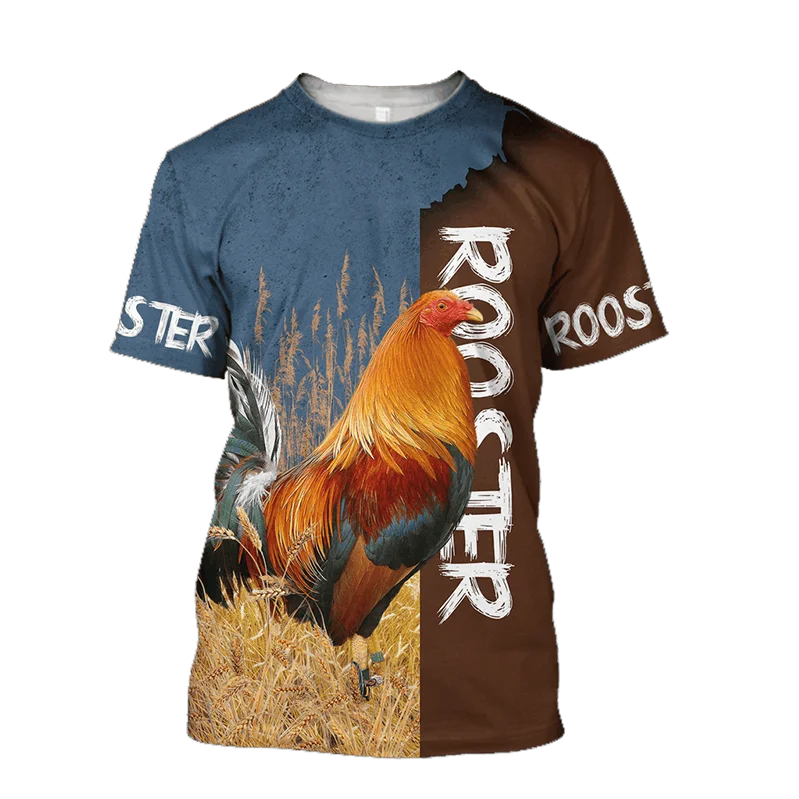 Fighting Rooster 3D Printed Summer Men\'s O-Neck T-shirt Casual Short Sleeve Oversized Pullover Fashion Streetwear Men Clothing