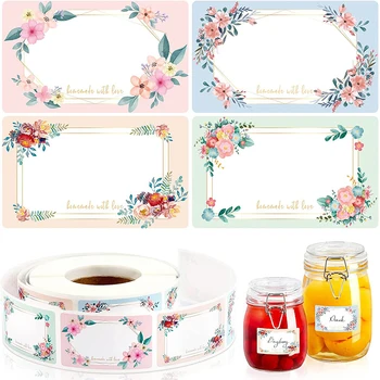 250Pcs/Roll Flowers Name Labels Kitchen Blank Handwritten Date Stickers Refrigerator Freezer Food Storage Small Business 3*5cm