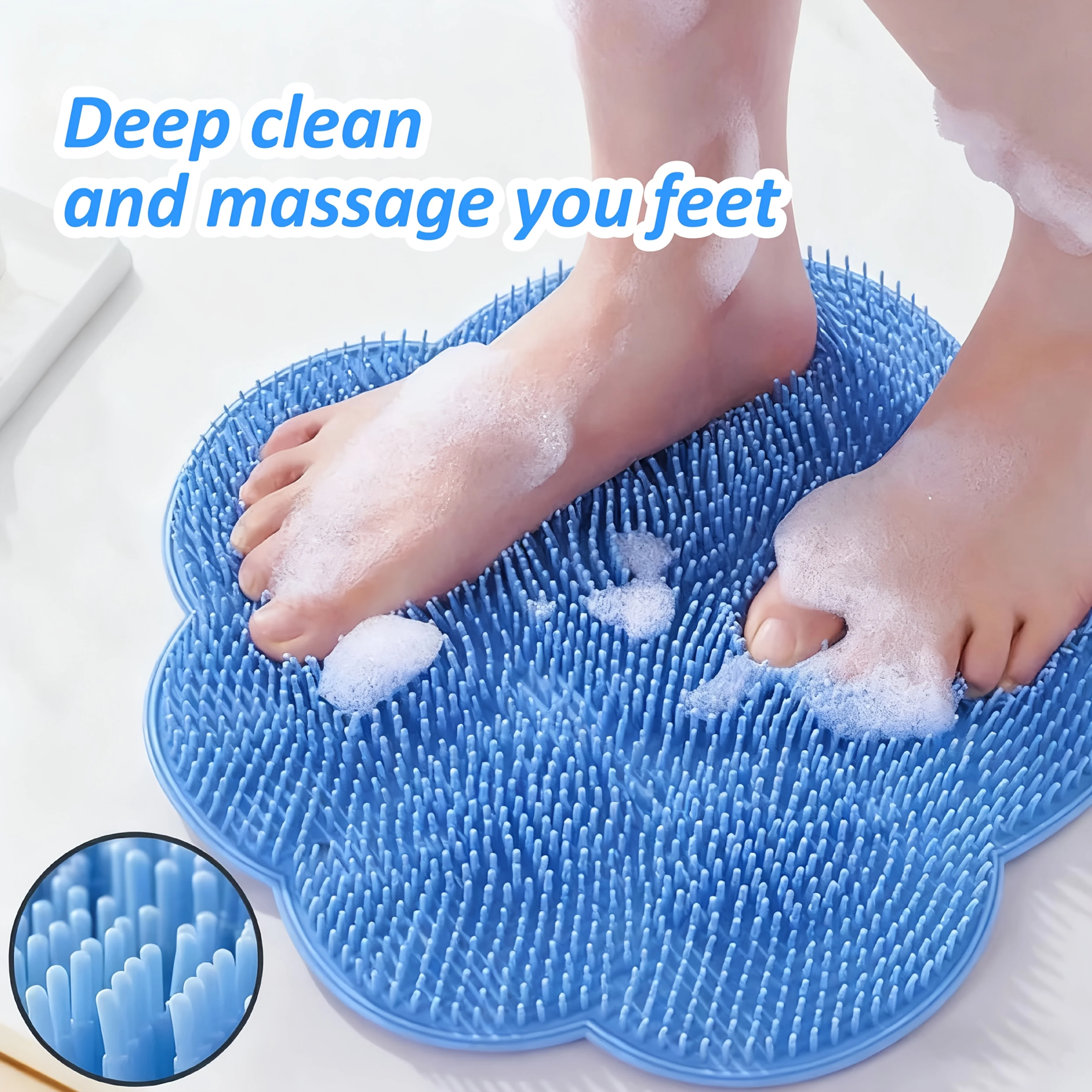 1/2 Stück Bademassagematte Multifunktionales Rückenbürstenwerkzeug Duschfußbürste für das Badezimmer zu Hause, praktisches Reinigungszubehör – Detail 7