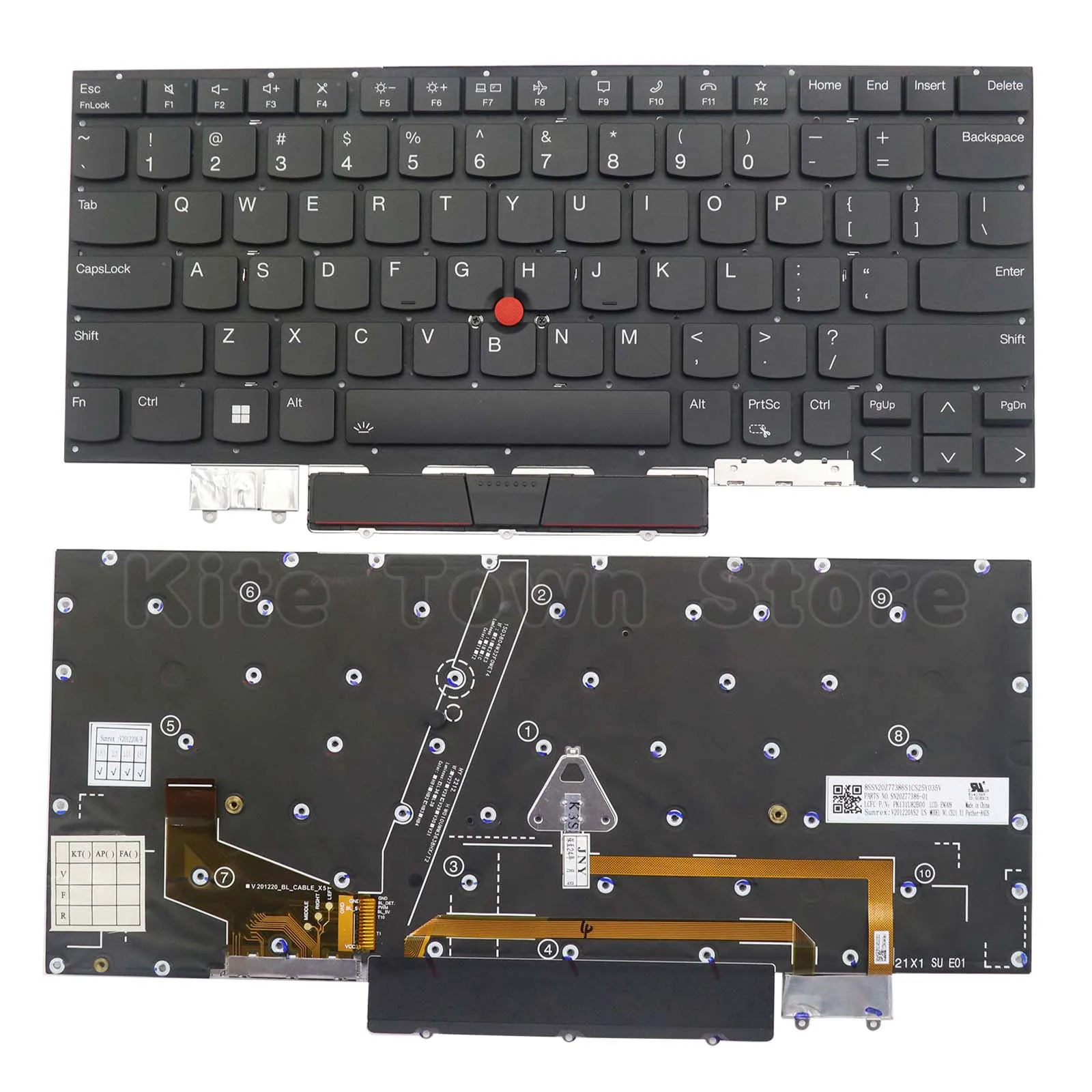 US Layout Laptop Keyboard Backlit w/ Pointer for Lenovo ThinkPad X1 Carbon 9th Gen 2021 Type 20XW 20XX