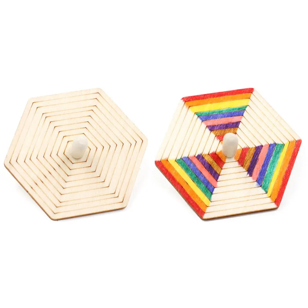 10Pcs Wooden DIY Unfinished Painting Gyroscope Tops Classic Kids Creative Fine Motor Skill Playset Unfinished Top